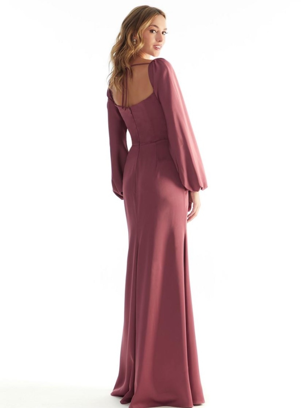 NWT MORI LEE LUX SATIN GOWN ROSEWOOD SIZE 14 - Picture 3 of 3